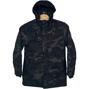 Men's Woodland Camouflage Brandit Grid Camo Parka Military Style Jacket Sz M